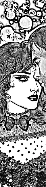 Free colorable bookmarks of a couple in romantic nearness